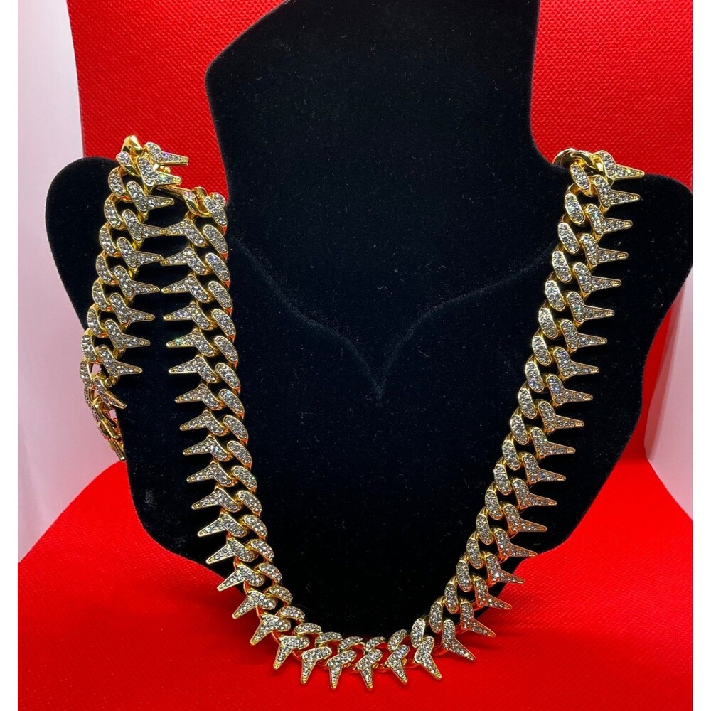 New Spike Chain Necklace 20 inches & Bracelet 8 Lot Men Women Teen  Hip Hop Punk